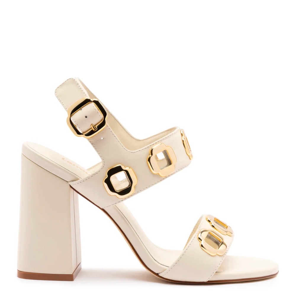 Larroude Milan Hi Sandal In Ivory Leather